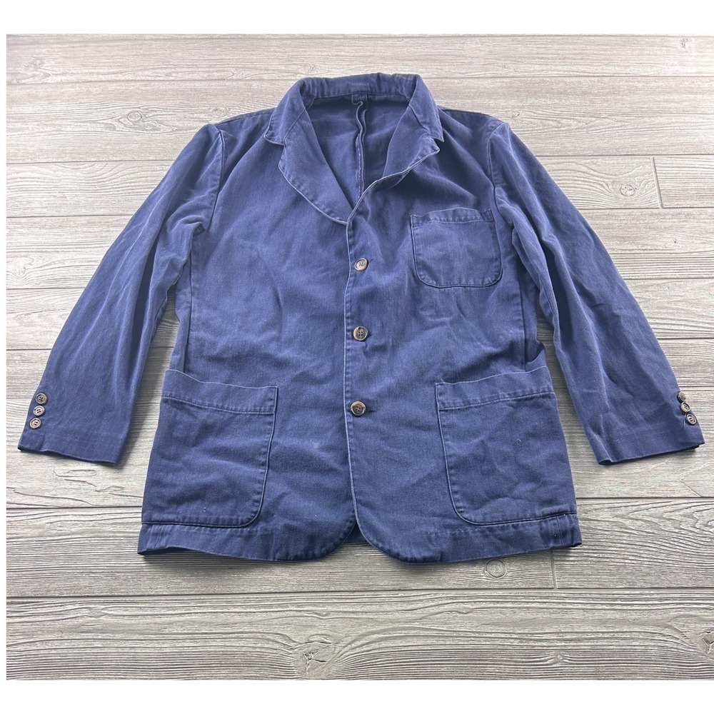 Mens Navy Blue Cotton Chore Coat Utility Jacket Workwear Blazer 1986
